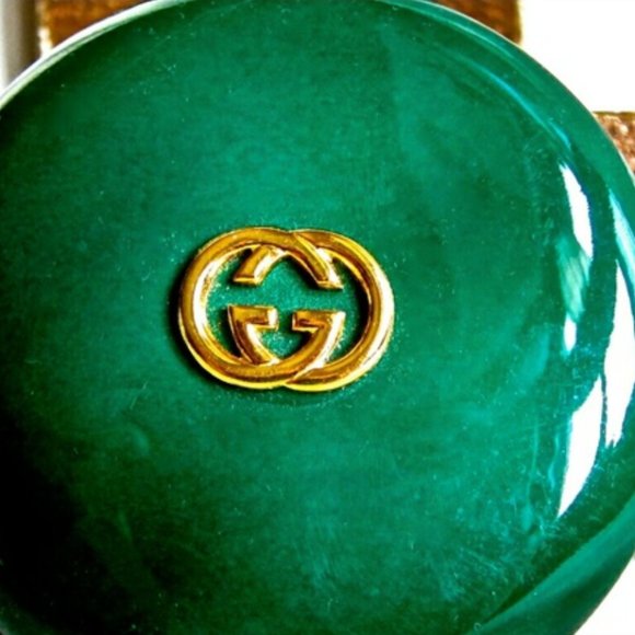 Vintage Gucci Green Enamel Powder Compact - Picture 7 of 10